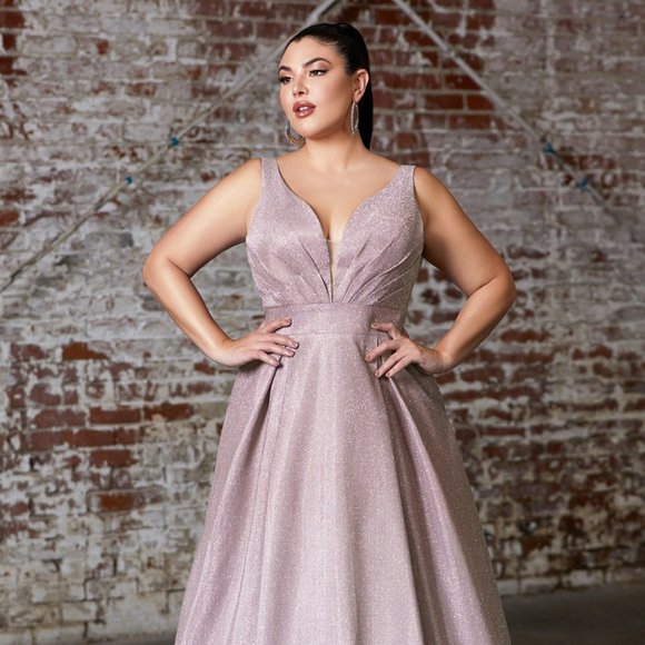 Plus Size Deep V-Neckline Evening Dress CD9174C